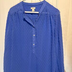 J. Crew Factory Clip-dot Chiffon Blouse Periwinkle - Size Medium